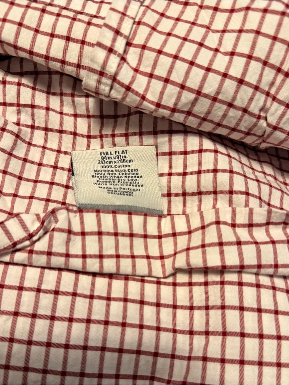 Daniel Cremieux Red & White Tattersall Check Full Flat Sheet
